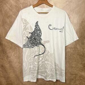 Vintage Y2K Manta Ray Tribal Motif Cozumel Mexico T-Shirt Nautical Surfer Dive